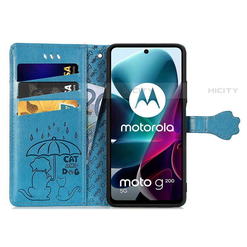 Custodia Portafoglio In Pelle Fantasia Modello Cover con Supporto S03D per Motorola Moto G200 5G