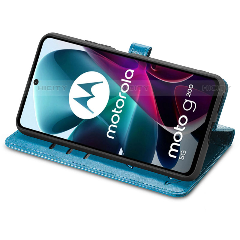 Custodia Portafoglio In Pelle Fantasia Modello Cover con Supporto S03D per Motorola Moto G200 5G