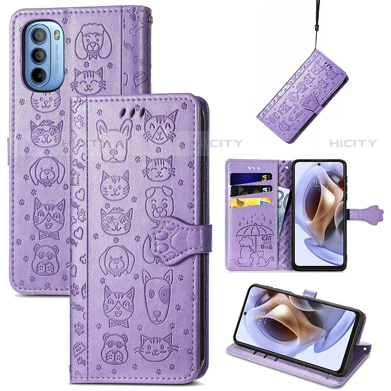 Custodia Portafoglio In Pelle Fantasia Modello Cover con Supporto S03D per Motorola Moto G41