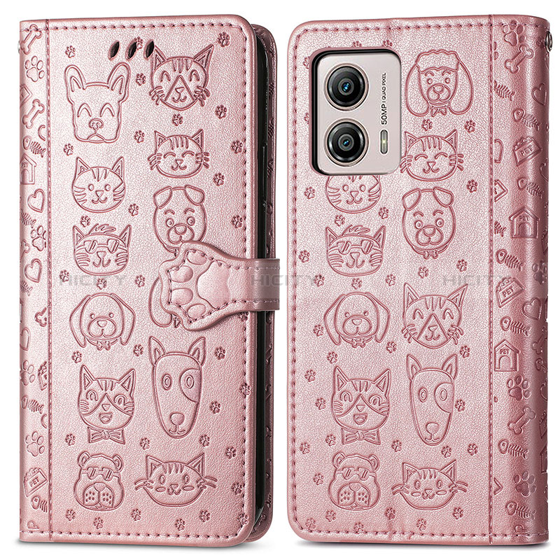 Custodia Portafoglio In Pelle Fantasia Modello Cover con Supporto S03D per Motorola Moto G53 5G