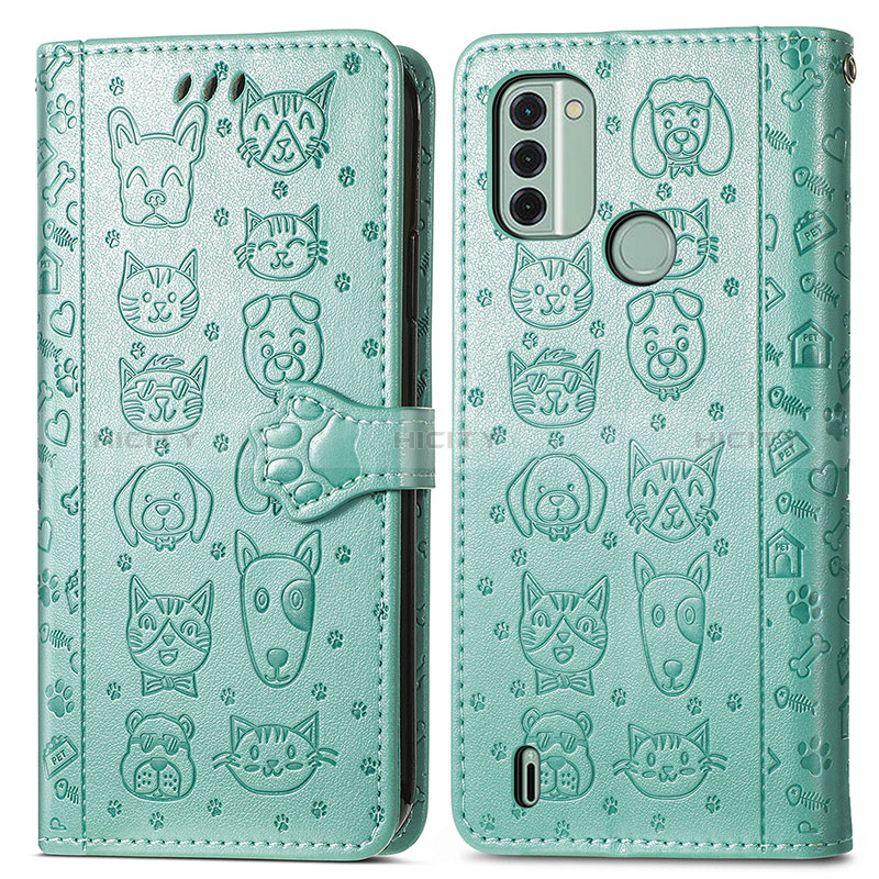 Custodia Portafoglio In Pelle Fantasia Modello Cover con Supporto S03D per Nokia C31 Verde