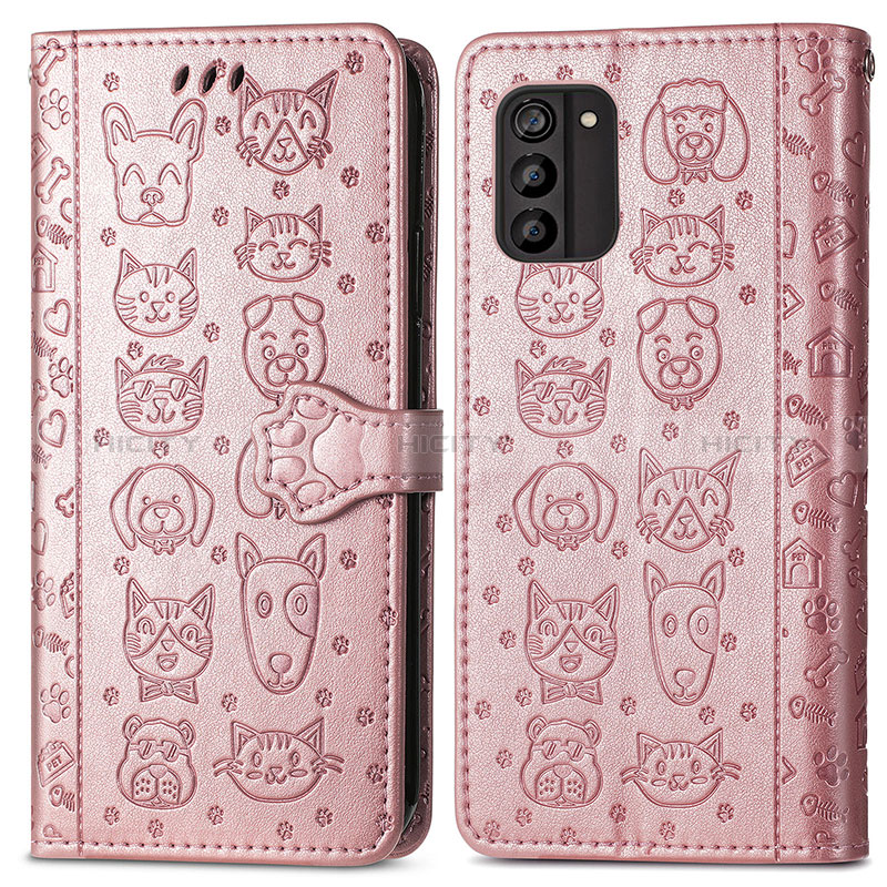 Custodia Portafoglio In Pelle Fantasia Modello Cover con Supporto S03D per Nokia G100 Oro Rosa