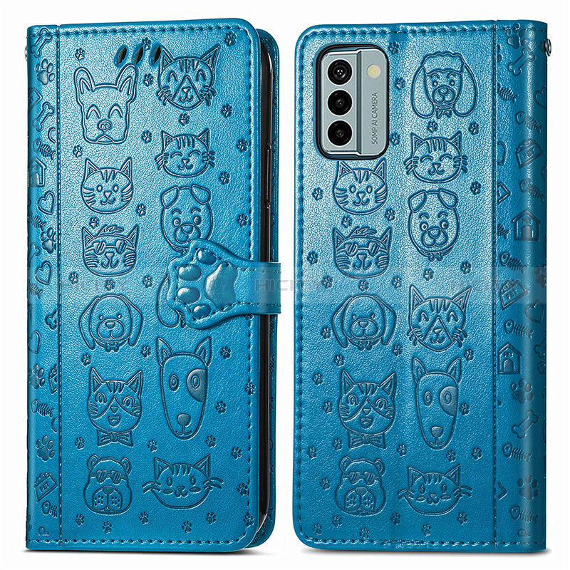 Custodia Portafoglio In Pelle Fantasia Modello Cover con Supporto S03D per Nokia G22 Blu