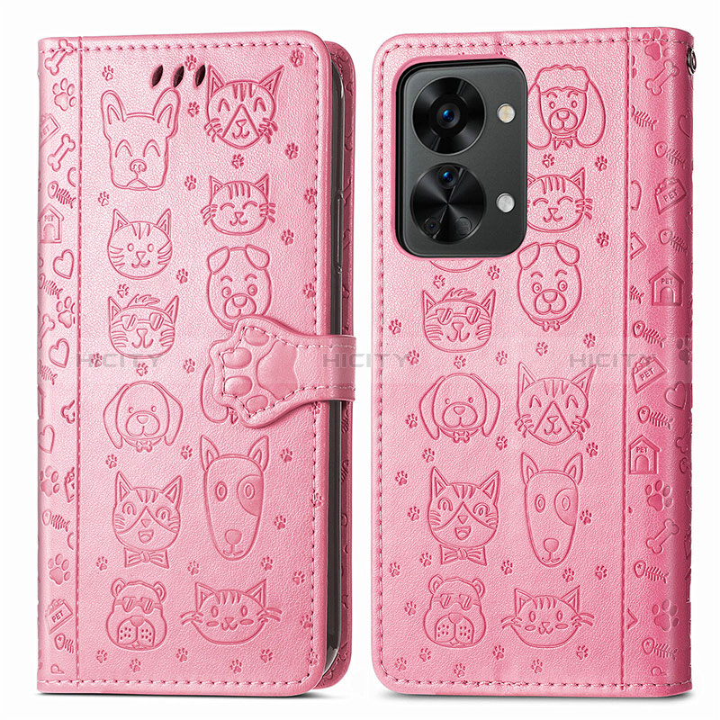 Custodia Portafoglio In Pelle Fantasia Modello Cover con Supporto S03D per OnePlus Nord 2T 5G Rosa