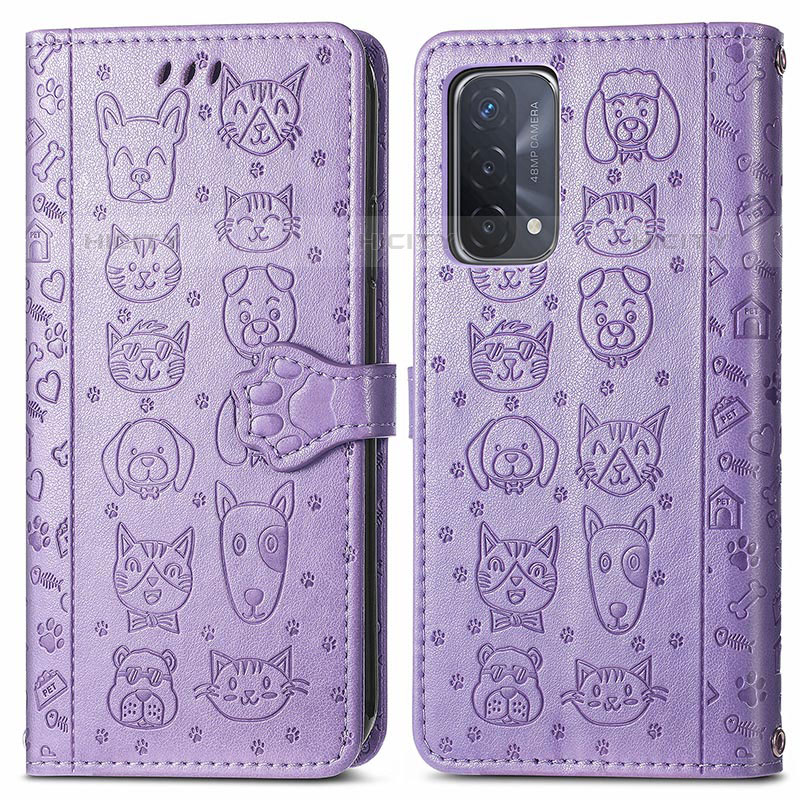 Custodia Portafoglio In Pelle Fantasia Modello Cover con Supporto S03D per OnePlus Nord N200 5G Viola