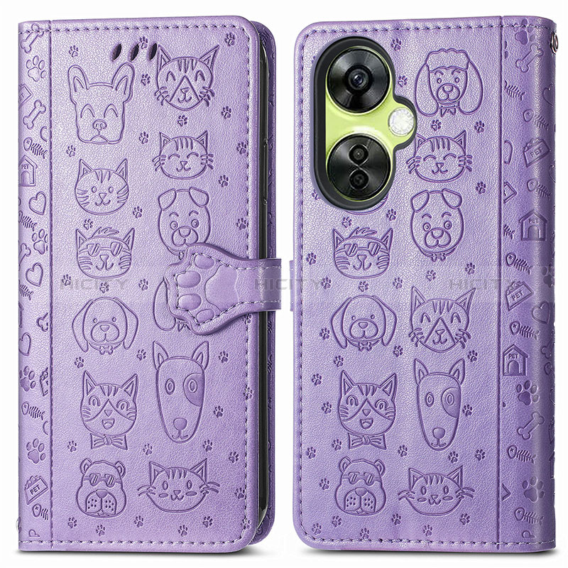 Custodia Portafoglio In Pelle Fantasia Modello Cover con Supporto S03D per OnePlus Nord N30 5G Viola