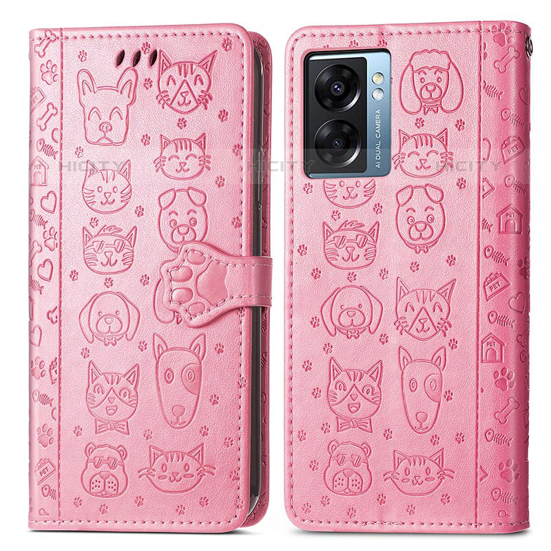 Custodia Portafoglio In Pelle Fantasia Modello Cover con Supporto S03D per OnePlus Nord N300 5G Rosa