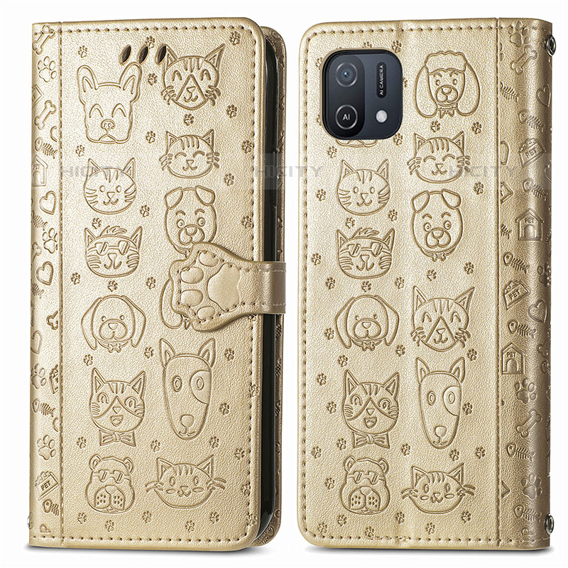 Custodia Portafoglio In Pelle Fantasia Modello Cover con Supporto S03D per Oppo A16K Oro