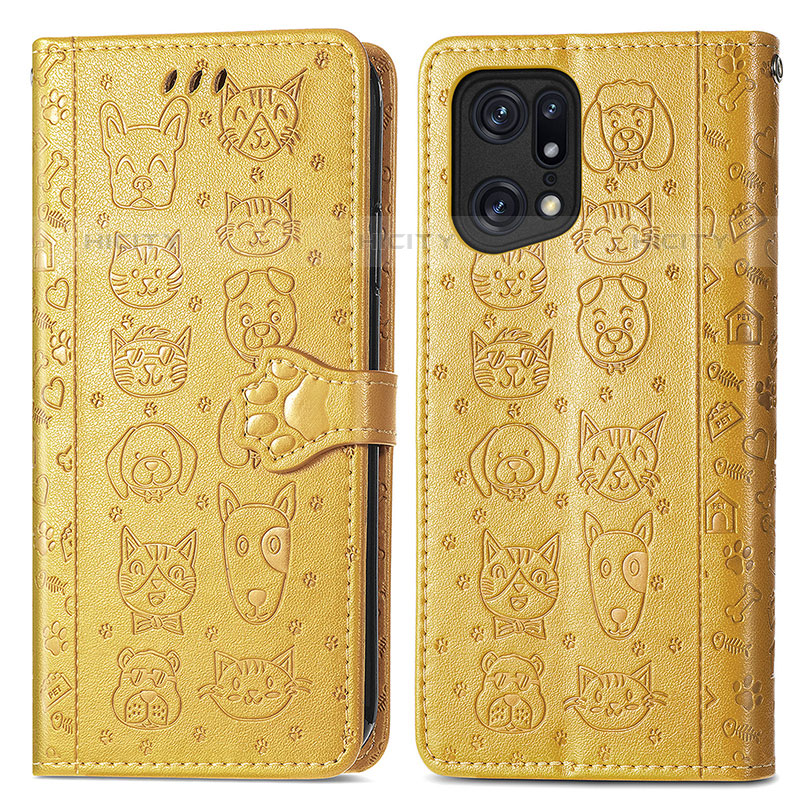 Custodia Portafoglio In Pelle Fantasia Modello Cover con Supporto S03D per Oppo Find X5 Pro 5G