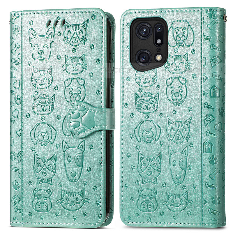 Custodia Portafoglio In Pelle Fantasia Modello Cover con Supporto S03D per Oppo Find X5 Pro 5G