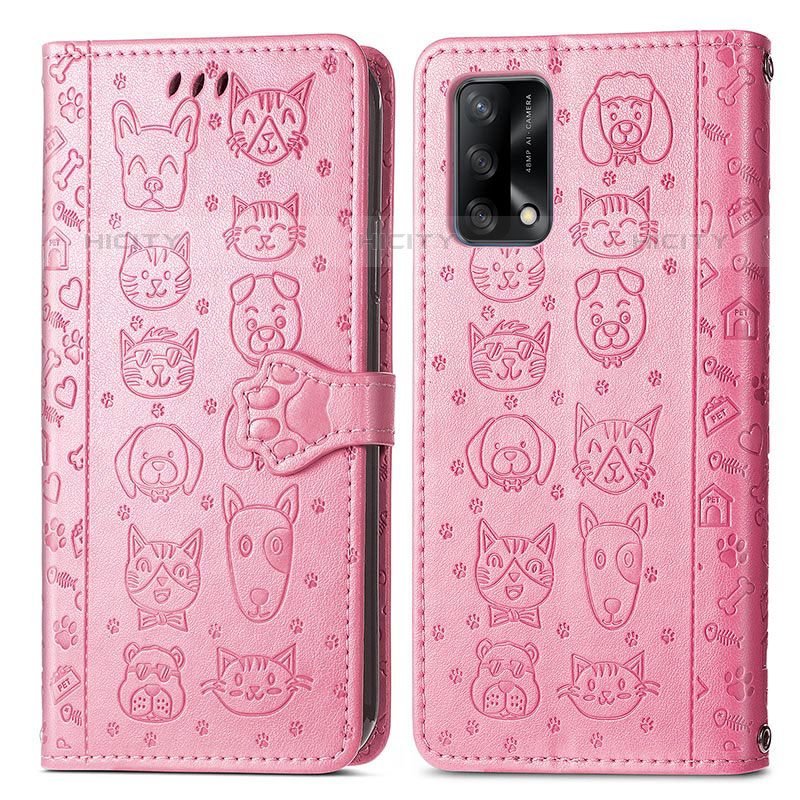 Custodia Portafoglio In Pelle Fantasia Modello Cover con Supporto S03D per Oppo Reno6 Lite Rosa