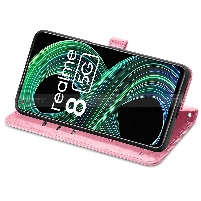 Custodia Portafoglio In Pelle Fantasia Modello Cover con Supporto S03D per Realme 8 5G