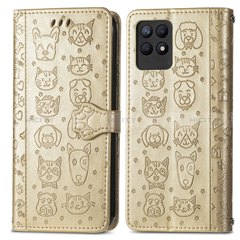 Custodia Portafoglio In Pelle Fantasia Modello Cover con Supporto S03D per Realme 8i Oro