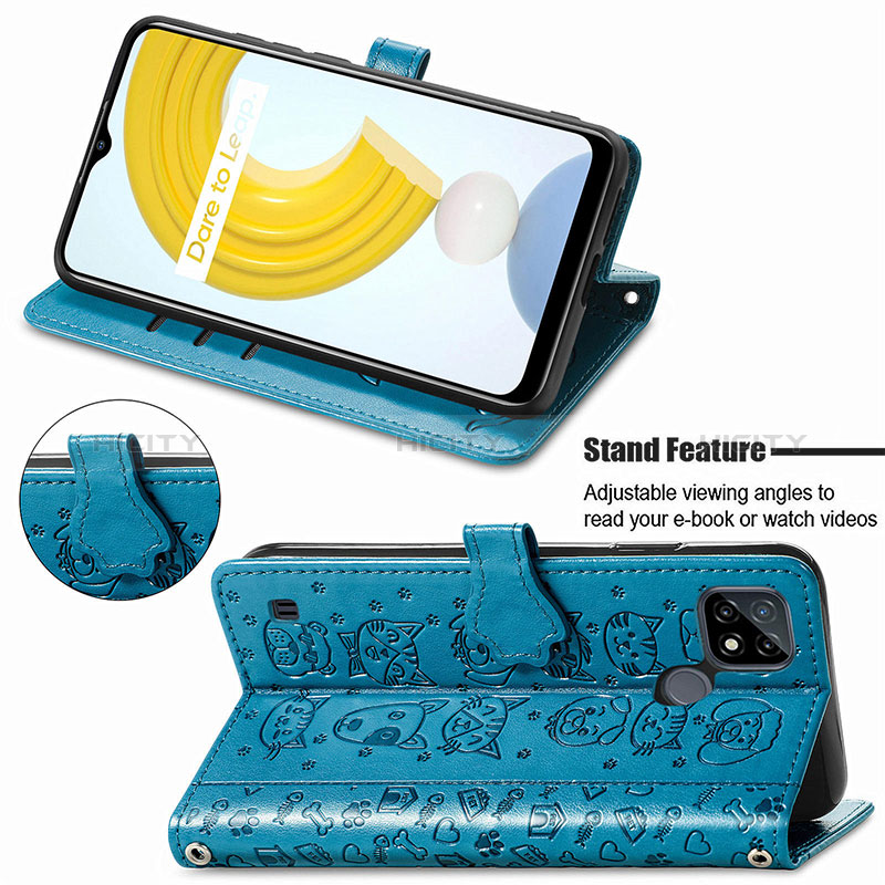 Custodia Portafoglio In Pelle Fantasia Modello Cover con Supporto S03D per Realme C25Y India