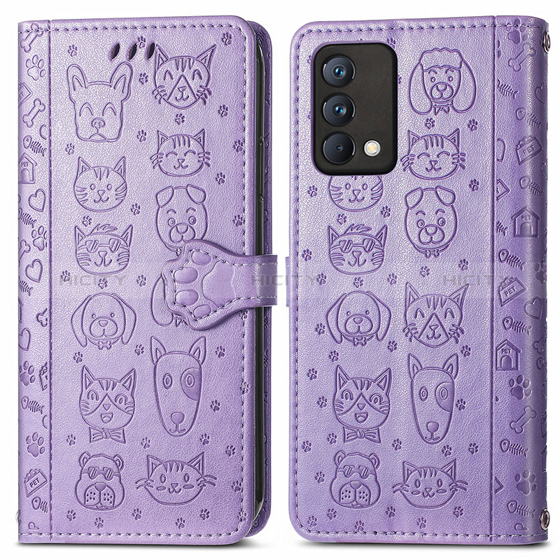 Custodia Portafoglio In Pelle Fantasia Modello Cover con Supporto S03D per Realme GT Master 5G Viola