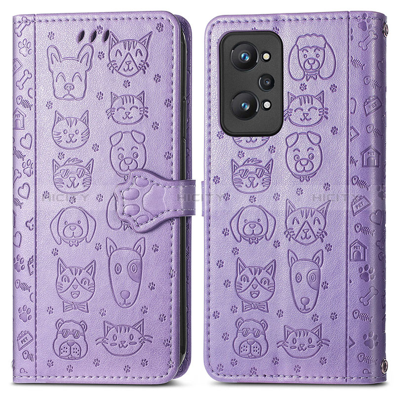 Custodia Portafoglio In Pelle Fantasia Modello Cover con Supporto S03D per Realme GT Neo 3T 5G Viola