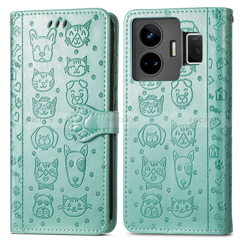 Custodia Portafoglio In Pelle Fantasia Modello Cover con Supporto S03D per Realme GT Neo5 240W 5G Verde