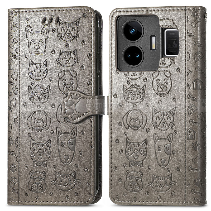 Custodia Portafoglio In Pelle Fantasia Modello Cover con Supporto S03D per Realme GT Neo5 5G Grigio