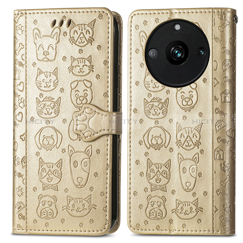 Custodia Portafoglio In Pelle Fantasia Modello Cover con Supporto S03D per Realme Narzo 60 5G Oro