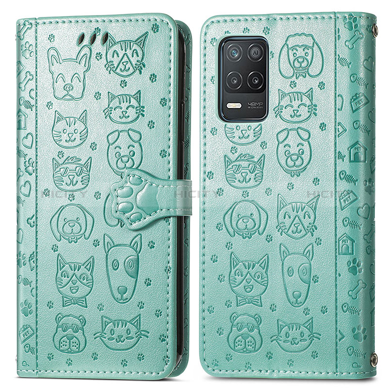 Custodia Portafoglio In Pelle Fantasia Modello Cover con Supporto S03D per Realme Q3i 5G Verde