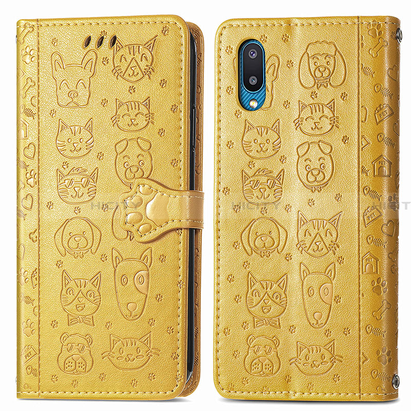 Custodia Portafoglio In Pelle Fantasia Modello Cover con Supporto S03D per Samsung Galaxy A02 Giallo