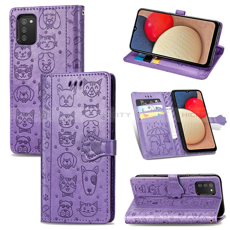 Custodia Portafoglio In Pelle Fantasia Modello Cover con Supporto S03D per Samsung Galaxy A02s