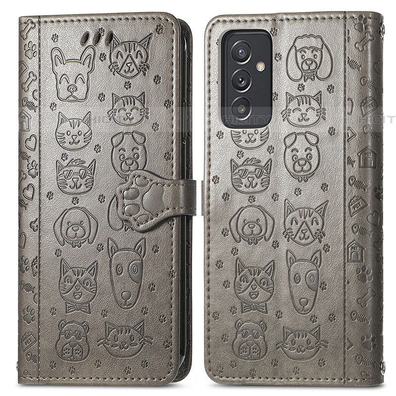 Custodia Portafoglio In Pelle Fantasia Modello Cover con Supporto S03D per Samsung Galaxy A05s Grigio