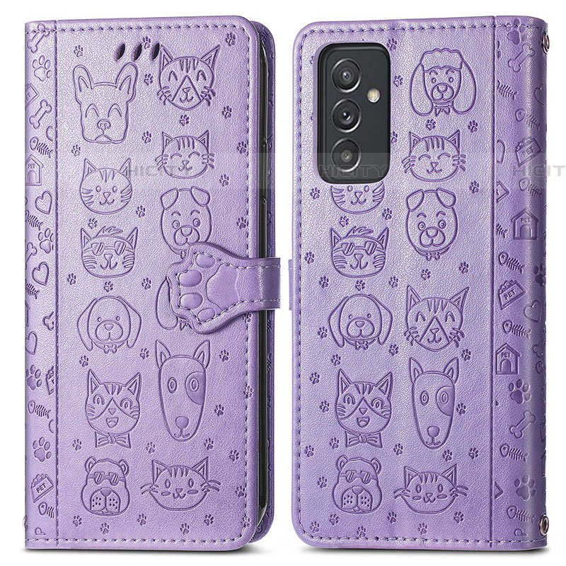 Custodia Portafoglio In Pelle Fantasia Modello Cover con Supporto S03D per Samsung Galaxy A05s Viola