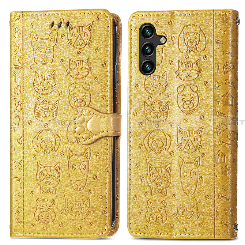 Custodia Portafoglio In Pelle Fantasia Modello Cover con Supporto S03D per Samsung Galaxy A13 5G Giallo