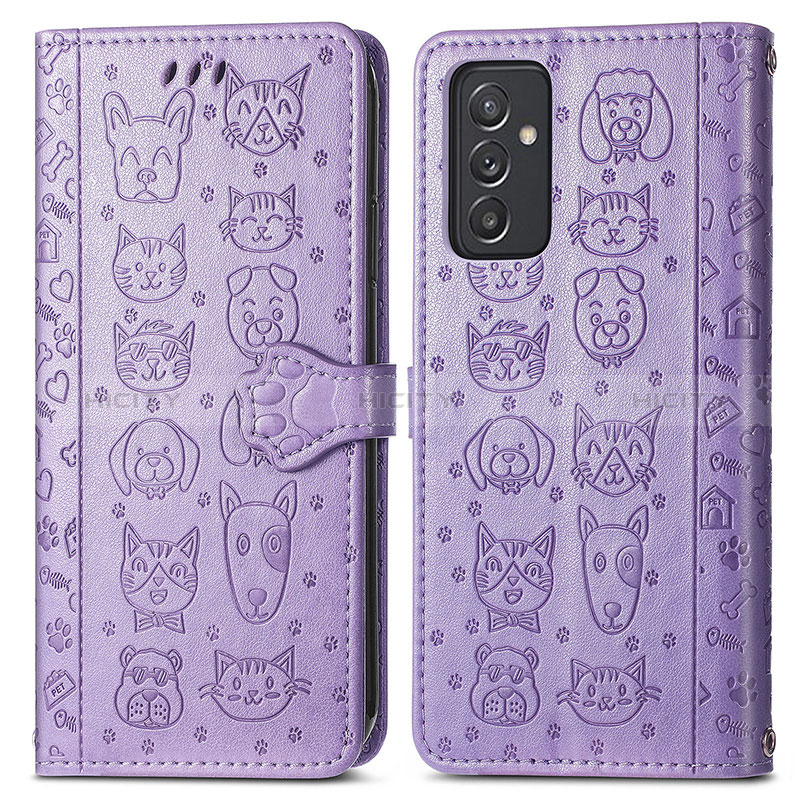 Custodia Portafoglio In Pelle Fantasia Modello Cover con Supporto S03D per Samsung Galaxy A15 5G Viola