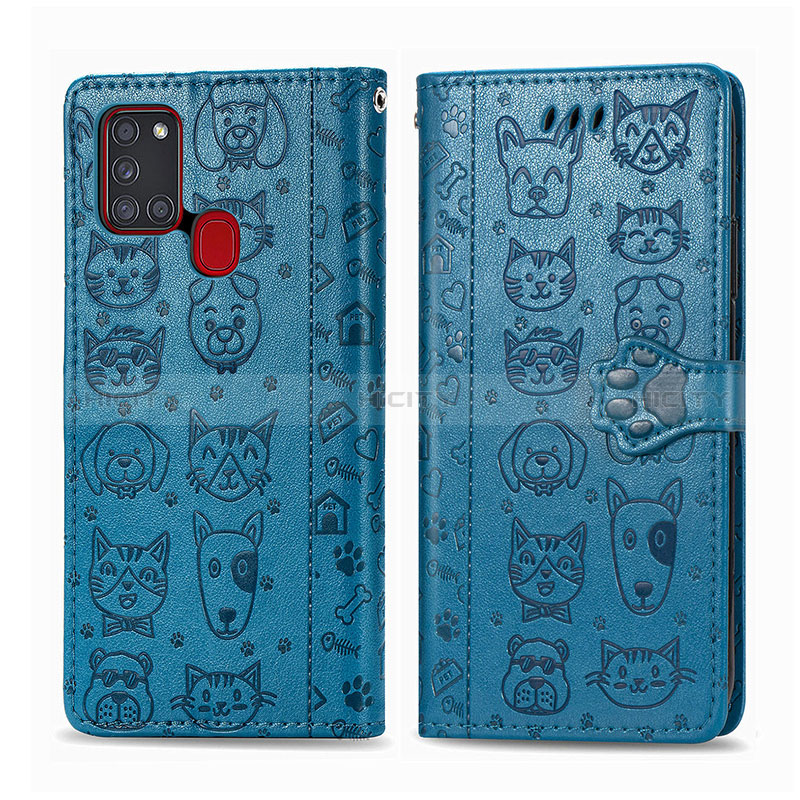 Custodia Portafoglio In Pelle Fantasia Modello Cover con Supporto S03D per Samsung Galaxy A21s