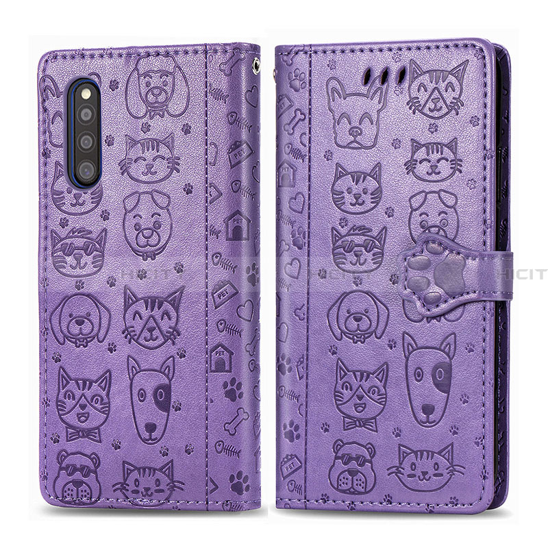 Custodia Portafoglio In Pelle Fantasia Modello Cover con Supporto S03D per Samsung Galaxy A41 SC-41A Viola