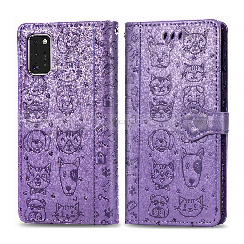 Custodia Portafoglio In Pelle Fantasia Modello Cover con Supporto S03D per Samsung Galaxy A41 Viola