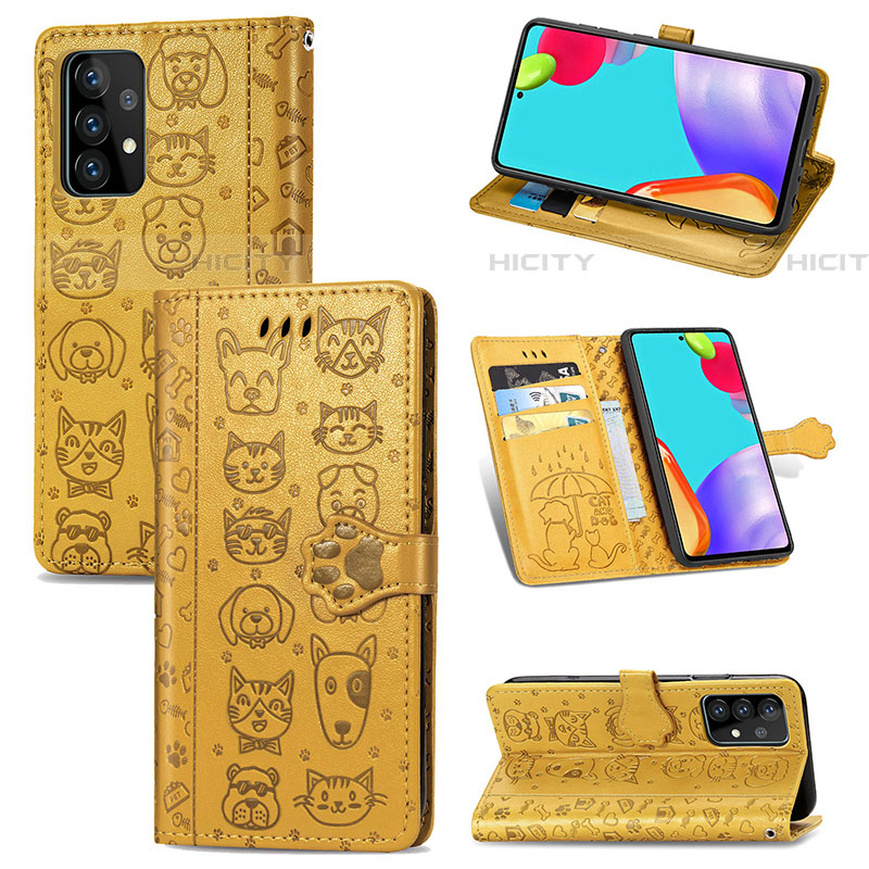 Custodia Portafoglio In Pelle Fantasia Modello Cover con Supporto S03D per Samsung Galaxy A52 4G