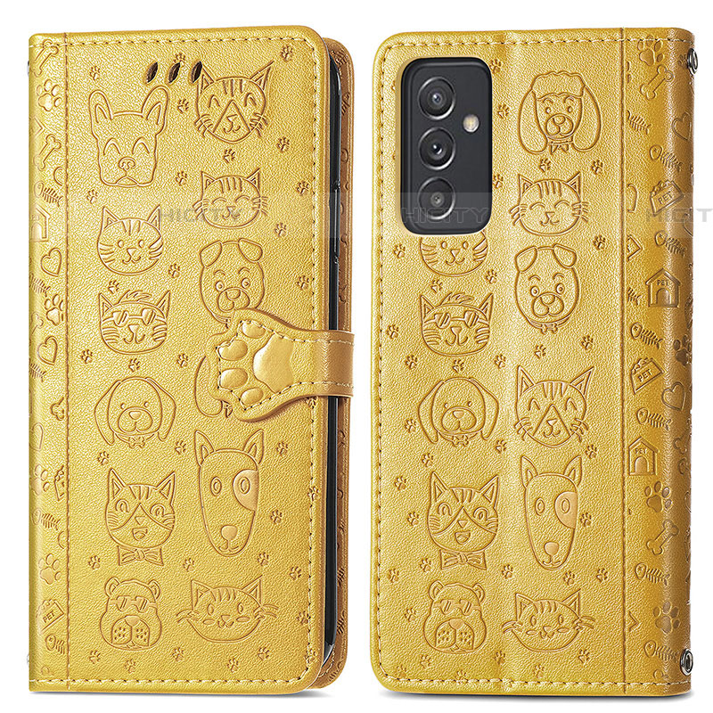 Custodia Portafoglio In Pelle Fantasia Modello Cover con Supporto S03D per Samsung Galaxy A54 5G Giallo