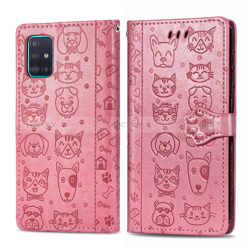 Custodia Portafoglio In Pelle Fantasia Modello Cover con Supporto S03D per Samsung Galaxy A71 4G A715 Oro Rosa