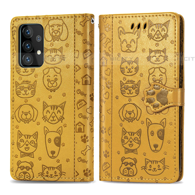 Custodia Portafoglio In Pelle Fantasia Modello Cover con Supporto S03D per Samsung Galaxy A72 5G Giallo