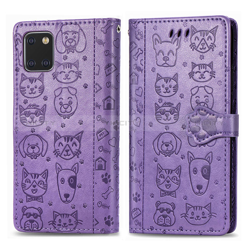 Custodia Portafoglio In Pelle Fantasia Modello Cover con Supporto S03D per Samsung Galaxy A81 Viola