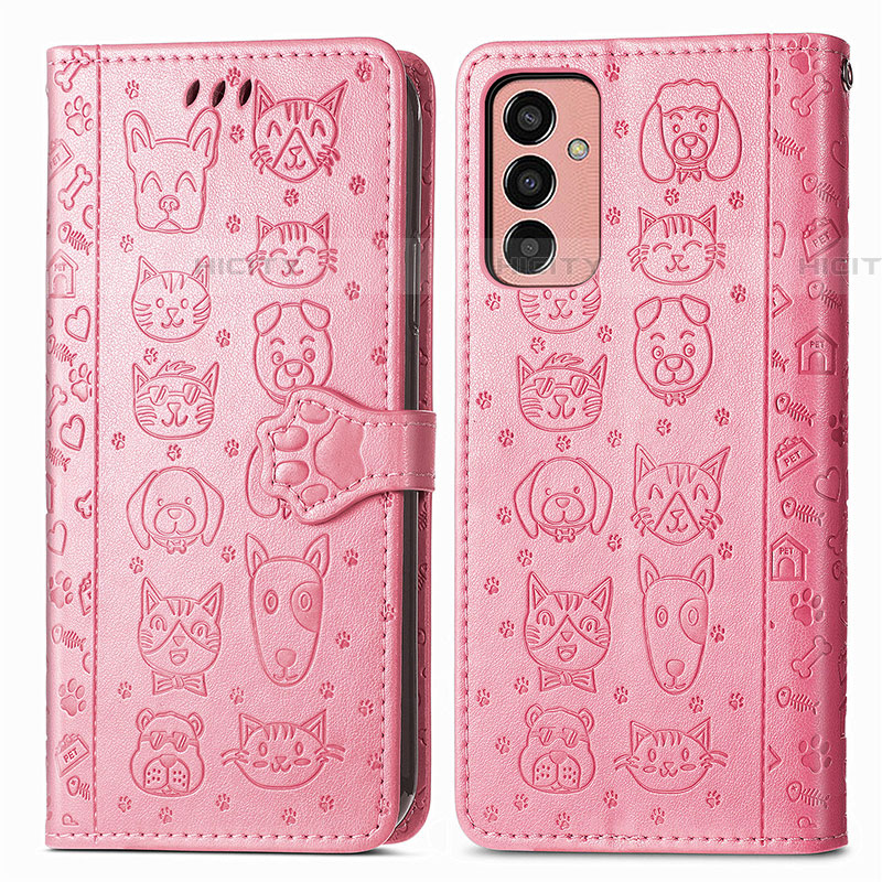 Custodia Portafoglio In Pelle Fantasia Modello Cover con Supporto S03D per Samsung Galaxy F13 4G Oro Rosa