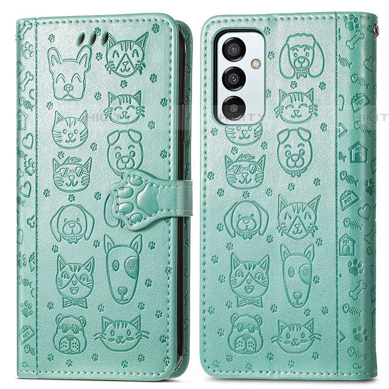 Custodia Portafoglio In Pelle Fantasia Modello Cover con Supporto S03D per Samsung Galaxy F23 5G Verde