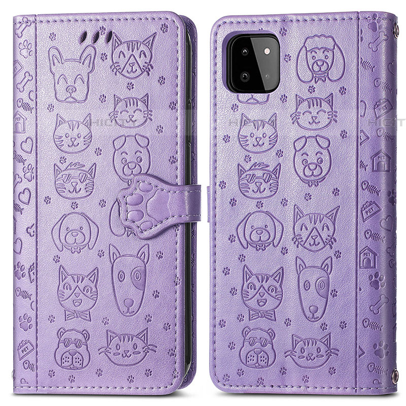 Custodia Portafoglio In Pelle Fantasia Modello Cover con Supporto S03D per Samsung Galaxy F42 5G Viola