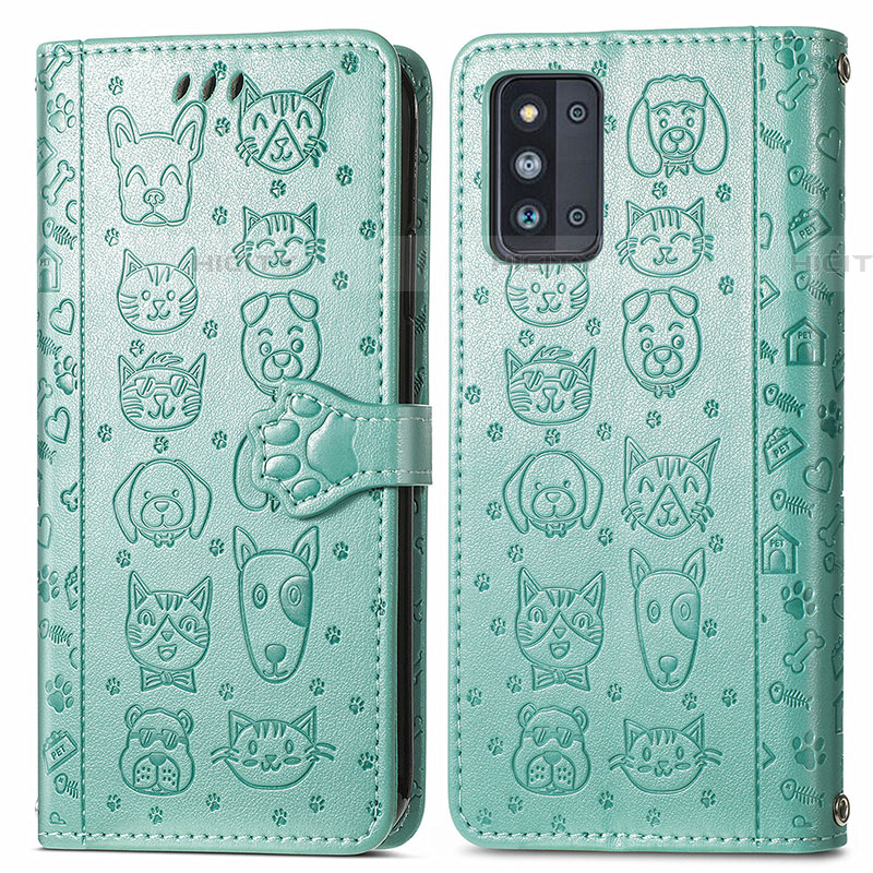 Custodia Portafoglio In Pelle Fantasia Modello Cover con Supporto S03D per Samsung Galaxy F52 5G Verde