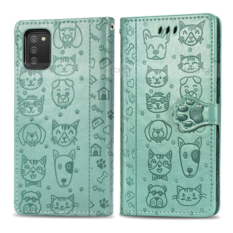 Custodia Portafoglio In Pelle Fantasia Modello Cover con Supporto S03D per Samsung Galaxy M02s Verde