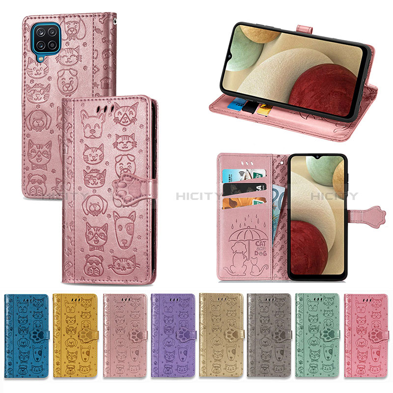 Custodia Portafoglio In Pelle Fantasia Modello Cover con Supporto S03D per Samsung Galaxy M12