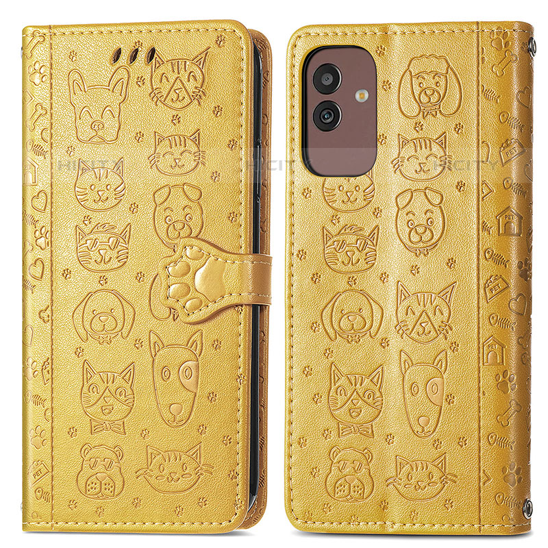 Custodia Portafoglio In Pelle Fantasia Modello Cover con Supporto S03D per Samsung Galaxy M13 5G Giallo