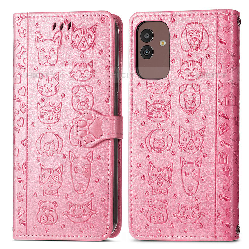 Custodia Portafoglio In Pelle Fantasia Modello Cover con Supporto S03D per Samsung Galaxy M13 5G Oro Rosa