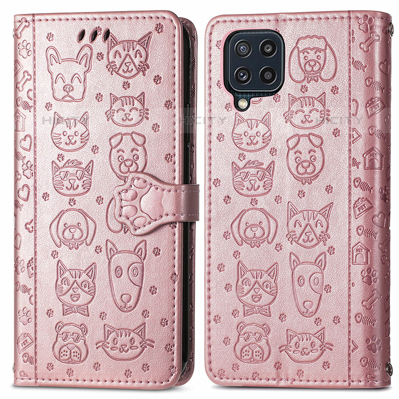 Custodia Portafoglio In Pelle Fantasia Modello Cover con Supporto S03D per Samsung Galaxy M32 4G Rosa