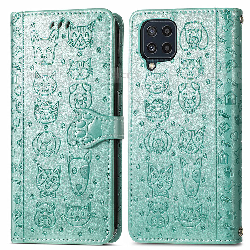 Custodia Portafoglio In Pelle Fantasia Modello Cover con Supporto S03D per Samsung Galaxy M32 4G Verde