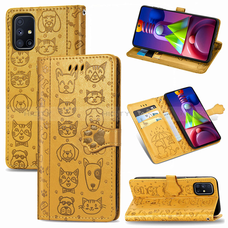 Custodia Portafoglio In Pelle Fantasia Modello Cover con Supporto S03D per Samsung Galaxy M51