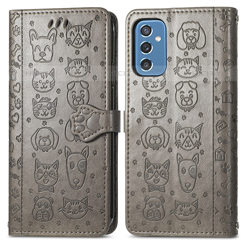 Custodia Portafoglio In Pelle Fantasia Modello Cover con Supporto S03D per Samsung Galaxy M52 5G Grigio